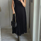 Sleeveless pleated simple solid colour dress