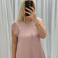 Sleeveless pleated simple solid colour dress