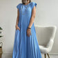 Sleeveless pleated simple solid colour dress