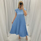 Sleeveless pleated simple solid colour dress