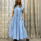 Sleeveless pleated simple solid colour dress