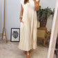 Sleeveless pleated simple solid colour dress