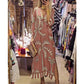 Women's Vintage Coconut Tree Print Dress with 3/4 Sleeve & Split Hem