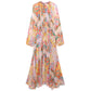 Women's Elegant Printed Lace-up Loose Dress