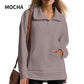 🔥Limited Time 50% OFF🔥Women’s Casual Half-zip Lapel Pullover Tops with High-low Hem