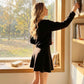 Women's Mock Neck Knit A-Line Mini Dress